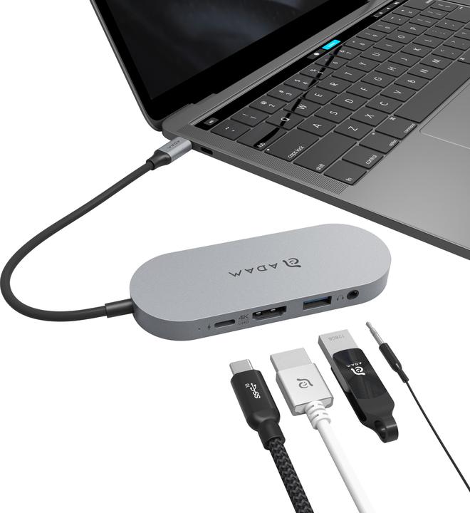 Immagine prodotto Adam Elements CASA Hub S | Grigio | USB-C 5-in-1 SSD Storage Hub 240GB (USB-C, 5 Porti)