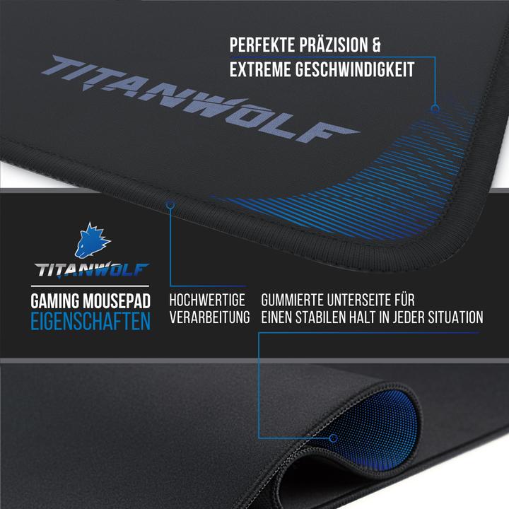 Actual product image Titanwolf Gaming mouse pad, XL - 44 x 35 x 0.3 cm Speed mouse mat, precision & speed (XL)