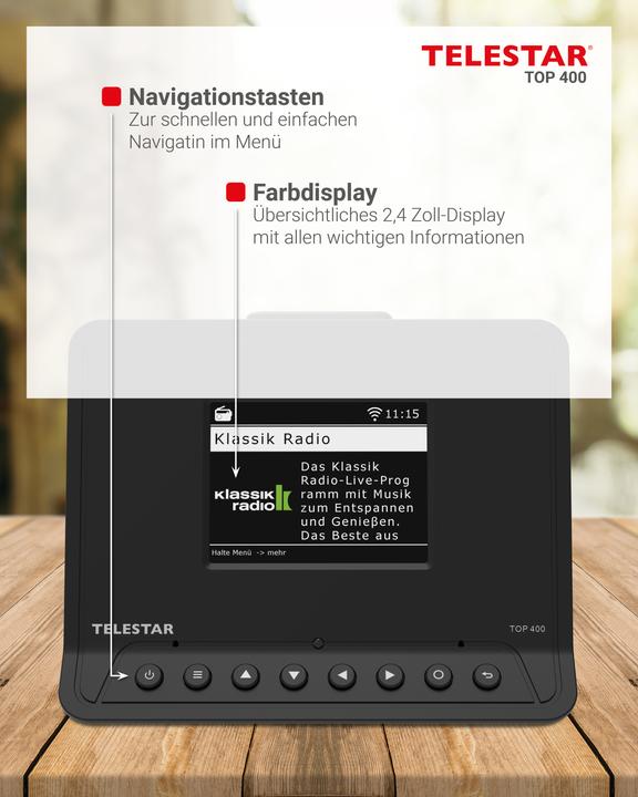 Produktbild Telestar TOP 400 DAB+ Internetradio-Adapter schwarz (Internetradio, DAB+, FM, Bluetooth, WLAN)