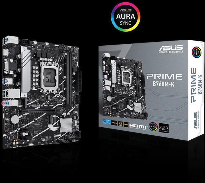 Actual product image ASUS PRIME B760M-K LGA 1700 2DDR5 microA (LGA 1700, Intel B760, mATX)