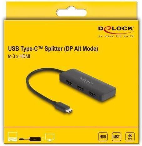 Produktbild Delock USB Type-C Splitter (DP Alt Mode) zu 3 x HDMI MST 4K