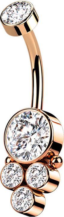Actual product image Star Piercing Banana rose gold disc with crystal and four crystals (Surgical steel 316L)