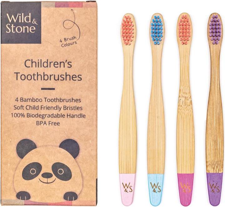 Image du produit Wild & Stone Brosses à dents pour enfants en bambou, soft, candy, pack de 4 (Souple, 4 x)