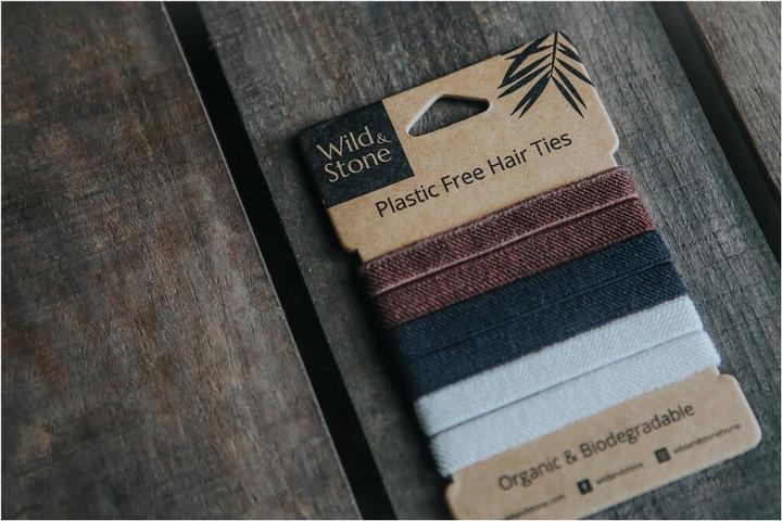 Actual product image Wild & Stone Hair elastics, plastic-free, 3-coloured, pack of 6 (Hair tie)