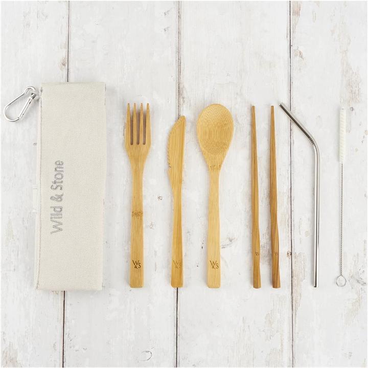 Actual product image Wild & Stone Bamboo Picnic Cutlery Set, 8 pieces