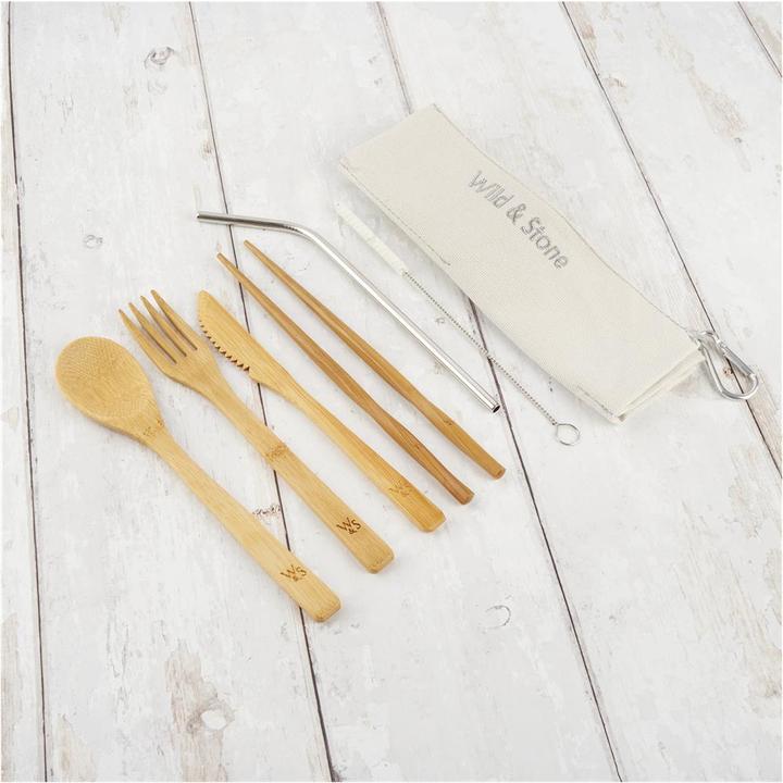 Actual product image Wild & Stone Bamboo Picnic Cutlery Set, 8 pieces