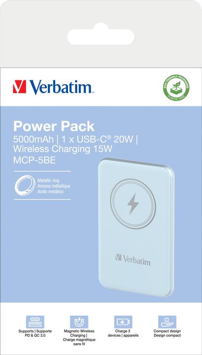 Produktbild Verbatim POWER BANK 5000 BLEU (5000 mAh, 20 W, 18500 Wh)