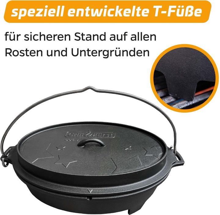 Produktbild Grillfürst Dutch Oven BBQ Edition DO 6,5 flach / oval für Weber Spirit, Weber Genesis, Broil King Si