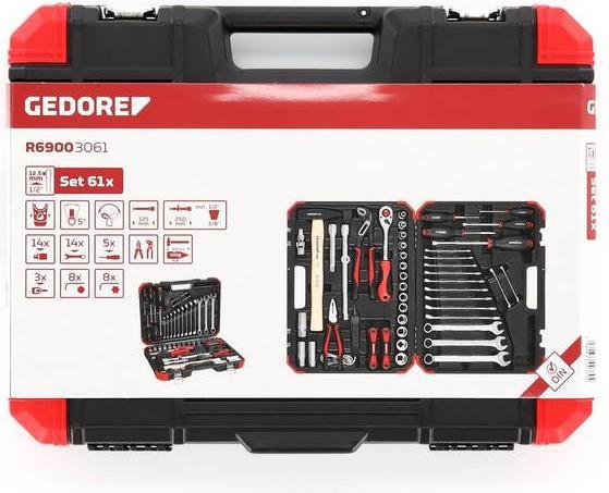 Actual product image Gedore Red Combination ratchet open-end wrench set reversible. metric 5 pieces (19 mm, 8 mm, 15 mm, 10 mm, 14 mm, 12 mm, 18 mm, 13 mm, 9 mm, 16 mm, 11 mm, 17 mm)