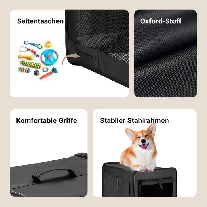 Actual product image Fudajo Foldable Carrier in Black for Dogs, Cats, and Pets, Size M (58x46x53 cm), with Cushion (Dog, Foldable, Washable, Breathable)