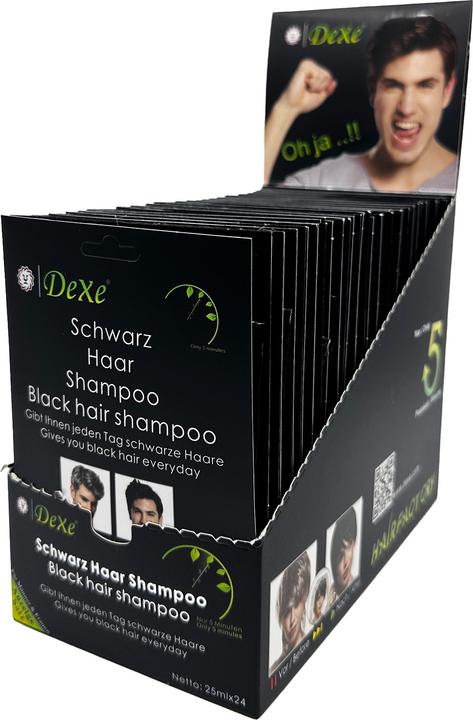 Dexe Schwarzes Haarshampoo Schwarzes Shampoo für schwarzes Haar 25 ml*24 (600 ml, Flüssiges Shampoo)