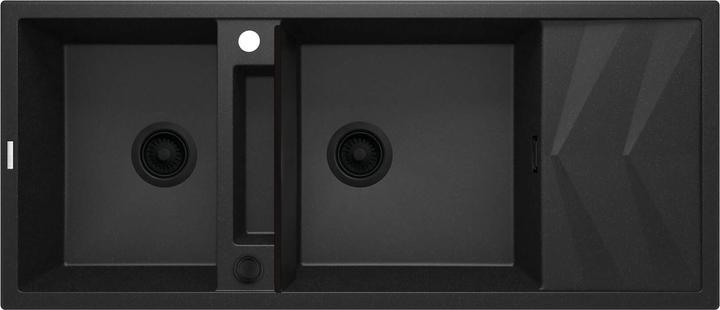 Productafbeelding No Name Magnetische granieten wastafel met 2 waskommen en afdruipvlak (Wasbak met afdruiprek, 8.89 cm)