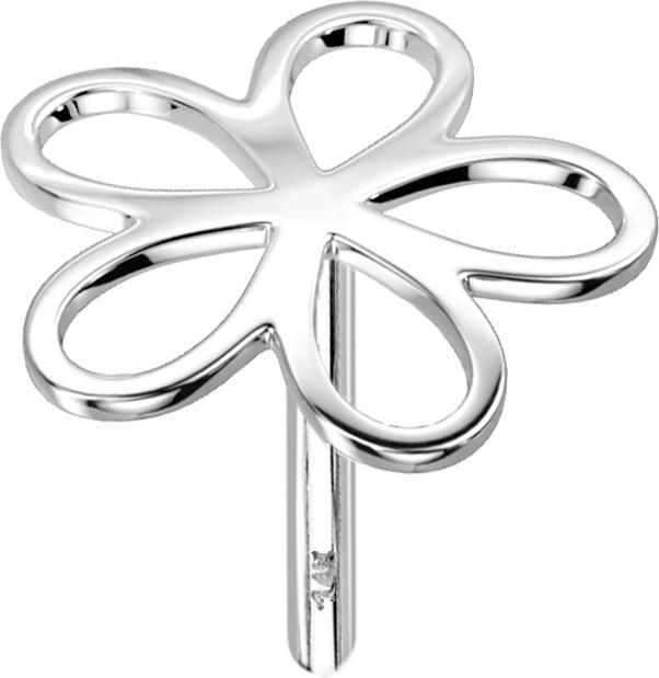 Star Piercing Threadless 14k weissgold Blume (ohne Messing, 14k Gold)