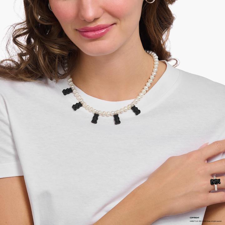 Immagine prodotto Thomas Sabo Collana di perle con orsetti in oro nero (Argento 925, 42 cm)