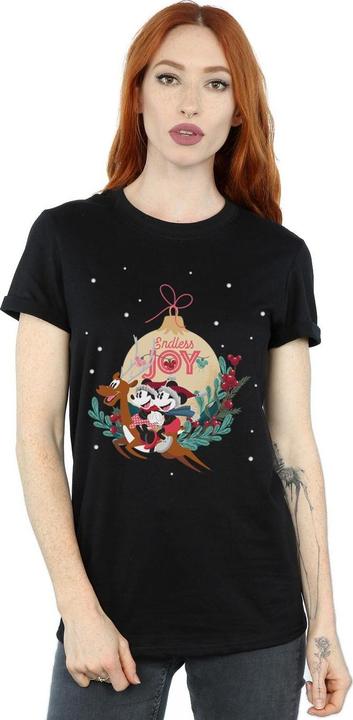 Actual product image Disney Womens/Ladies Mickey And Minnie Endless Joy Cotton Boyfriend T-Shirt (L)