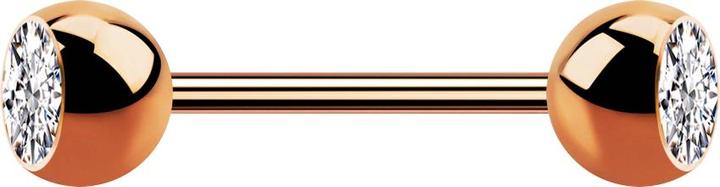 Image du produit Star Piercing Micro Barbell or rose avec deux boules de cristal argenté (Acier chirurgical 316L, sans laiton)