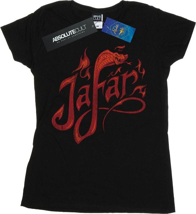 Actual product image Disney Womens/Ladies Aladdin Movie Jafar Flames Logo Cotton T-Shirt (L)