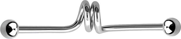 Star Piercing Barbell silber twister mit zwei Kugeln (ohne Messing, Chirurgenstahl 316L)