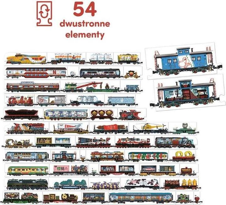 Actual product image Czuczu Double-sided jigsaw puzzle - Trains (5 pieces)
