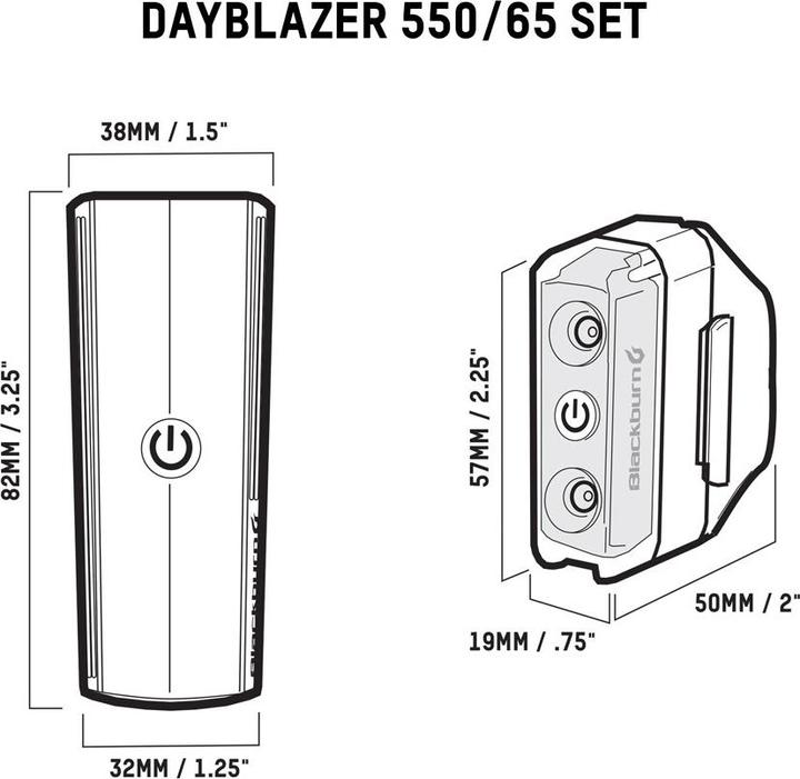 Image du produit Blackburn Set Dayblazer 550 avant et Dayblazer 65 arrière (550 lm, 65 lm)