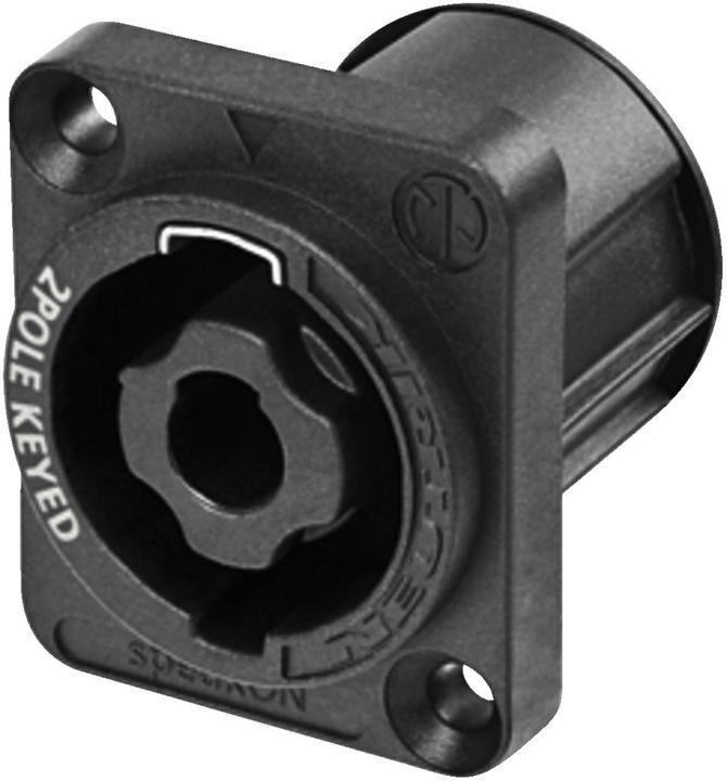 Neutrik NL2MPXX - Connecteur encastré à 2 broches, bride D noire, trous de passage encastrés