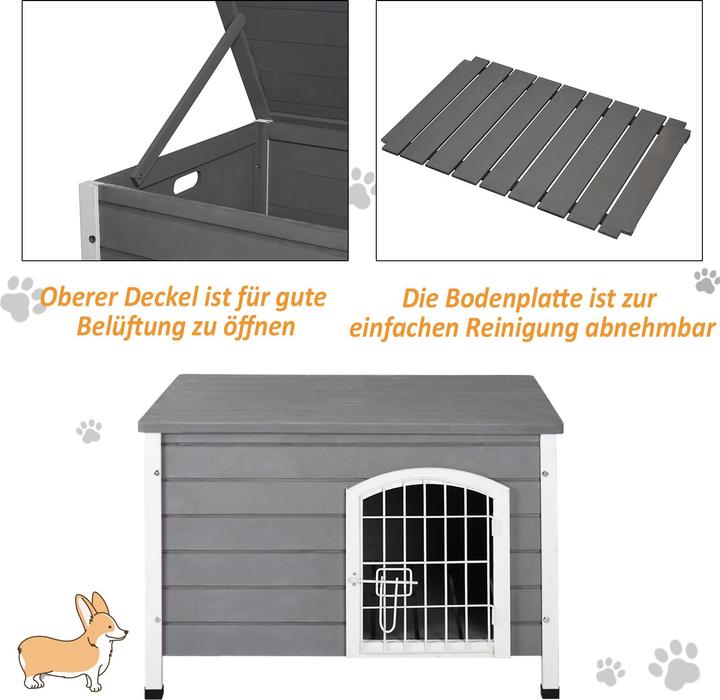 Produktbild PawHut Hundehütte mit Tür (Hundezwinger)