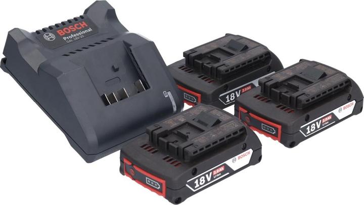 Immagine prodotto Bosch Professional Bosch GAL 18V-20 Caricabatterie 10.8 - 18V - 2A + 3x Batterie GBA 18V - 2.0Ah (1600Z00036) (18 V)