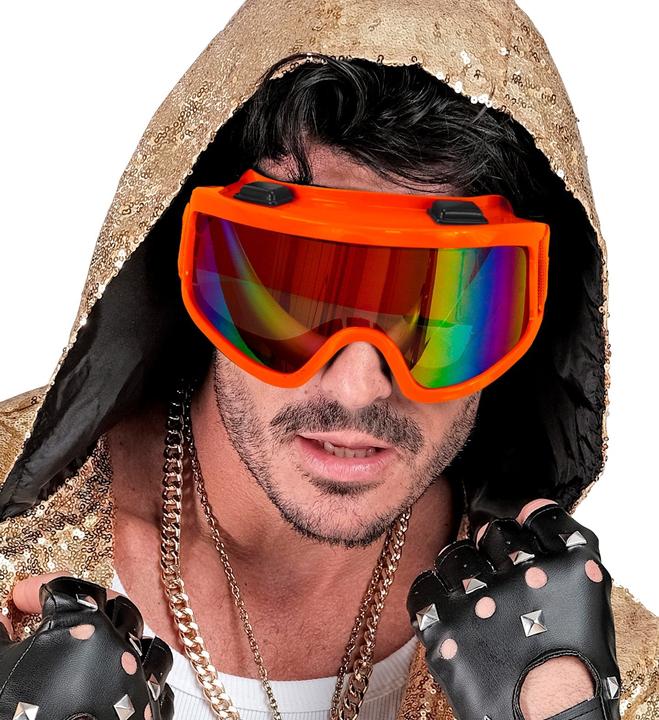 Actual product image Widmann Neon orange 80s ski goggles