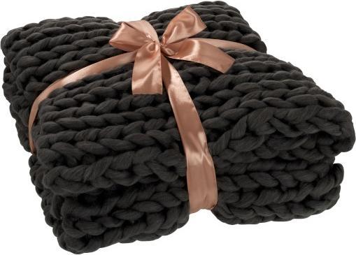 Image du produit J-Line Couverture en grosse maille Cozy 127x152 cm - Anthracite (127 x 152 cm)