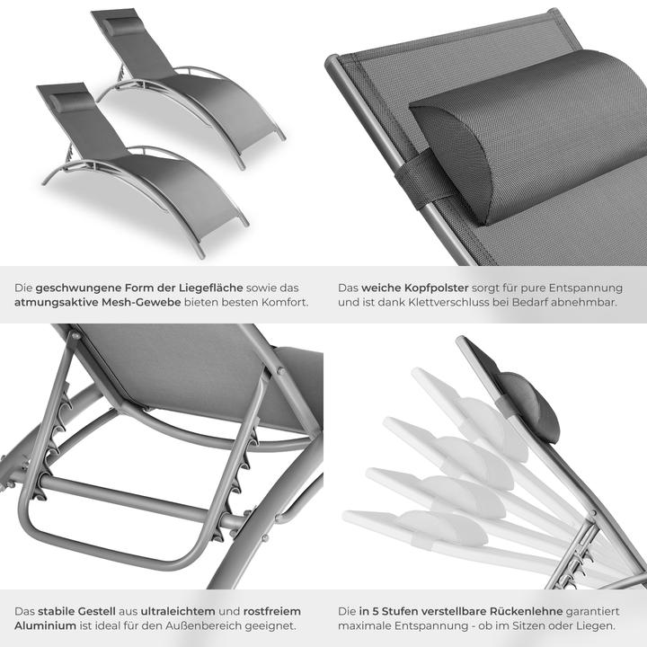 Image du produit tectake 2x Bains de soleil (158 cm)