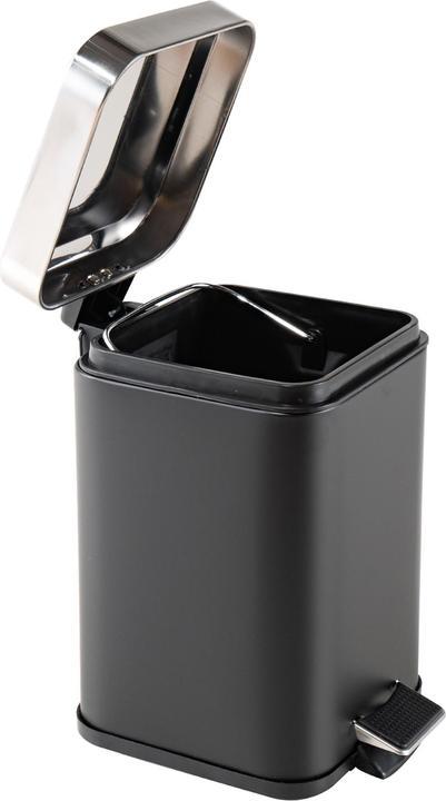 Image du produit HTI-Living Poubelle à pédale carrée Jannik 3 litres noir argenté (3 l)