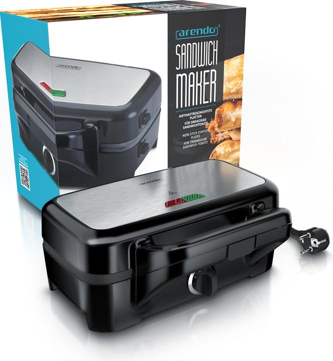 Actual product image Arendo Sandwich maker 1200 W, non-stick coating, sandwich toaster for large toasts with removable plates
