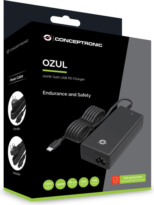 Actual product image Conceptronic Charger 1Port 100W GaN,USB-C PD Desk bw (100 W)
