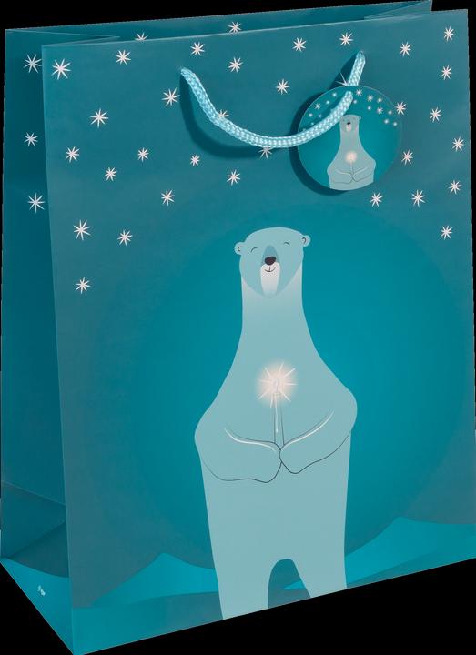 Immagine prodotto Sigel Sacchetto regalo di Natale ""Orso polare con candela"", grande Sacchetto regalo in carta, 157 g/mq (Borsa da regalo, 1 x)