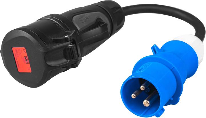 Actual product image GreenCell Adapter from red 16A 400V CEE coupling 5-pole socket to blue 16A 230V CEE 3P (Type 2, 3.70 kW, 16 A, 0.50 m)