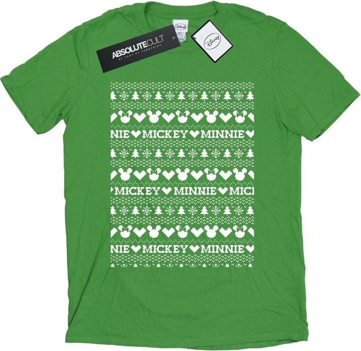 Disney Mickey And Minnie Christmas Fair Isle TShirt (XXL)