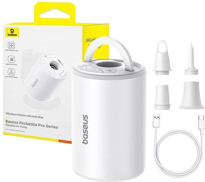 Produktbild Baseus PocketGo Pro Serie Tragbare Luftpumpe Stellar Weiss (Eingebautes Display, Eingebautes Mikrofon, Akku)