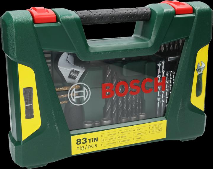 Produktbild Bosch Zubehör V-Line TiN-Bohrer- und Bit-Set, 83-teilig, mit Taschenlampe und Gabelschlüssel (16 mm, 6 mm, 8 mm, 4 mm, 10 mm, 2.5 mm, 5.5 mm, 7 mm, 20 mm, 2 mm, 5 mm, 3 mm)