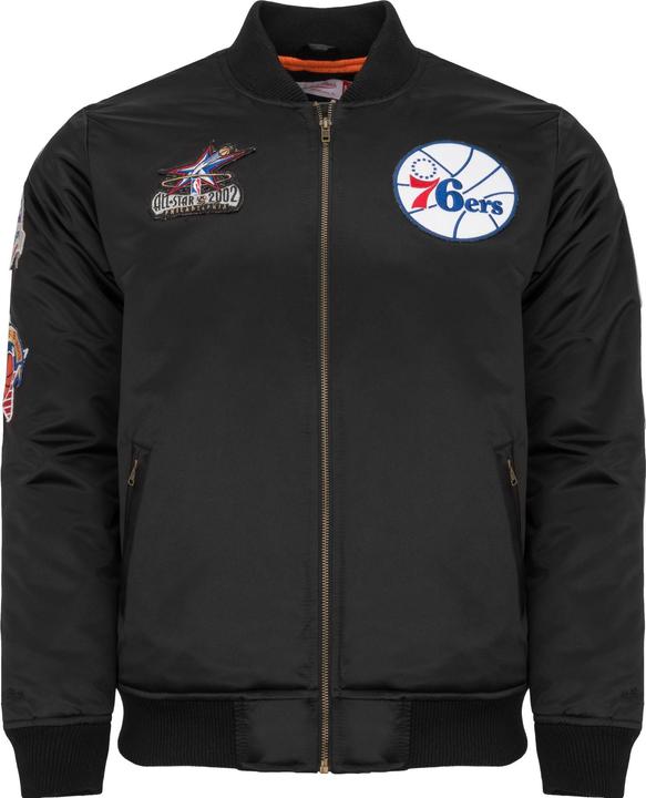 Actual product image Mitchell & Ness M&N Satin Bomber Veste - PATCHES Philadelphia 76ers (XL)
