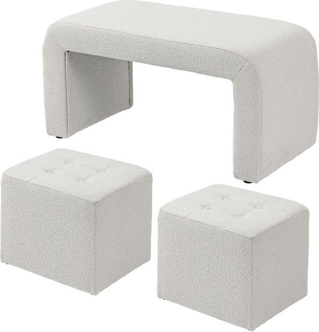 Immagine prodotto Swisshandel24 Sgabello 3 pezzi, sgabello, pouf con 3 sgabelli, poggiapiedi, sgabello imbottito per soggiorno