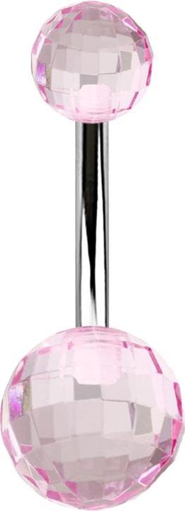 Immagine prodotto Star Piercing Banana argento con due palle da discoteca rosa (Acrilico, senza ottone, Acciaio chirurgico 316L)