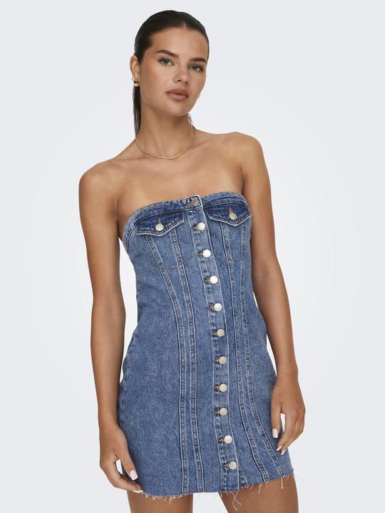 Actual product image Only Tight-fitting strapless short dress denim dress (M)