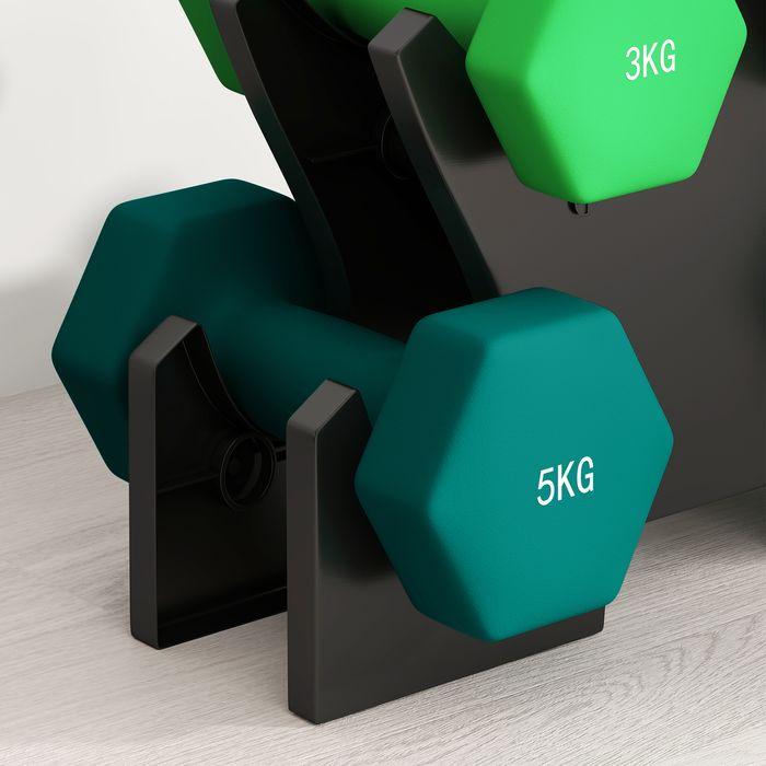 Actual product image Swisshandel24 Hanteln 6 Kurzhanteln mit Hantelständer, 2 x 1kg, 2 x 3kg, 2 x 5kg für Fitness (2 x 5 kg, 2 x 1 kg, 2 x 3 kg)