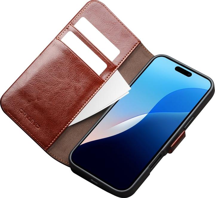 Produktbild QiAlino Hülle Flip mit magnetischem Verschluss Hellbraun (Apple iPhone 16 Pro)