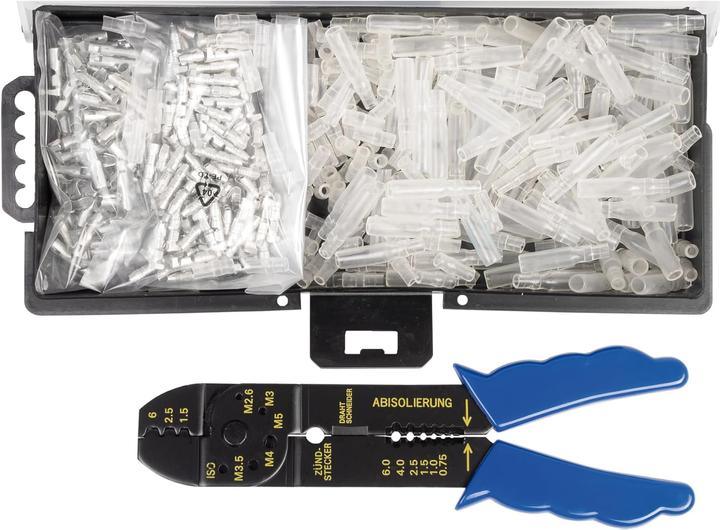 Produktbild SW-Stahl 42591L Rundstecker Satz mit Crimpzange I 125 Rundstecker isoliert I 125 Rundsteckhülsen iso