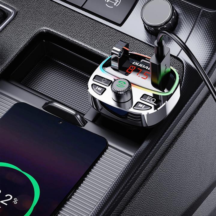 Produktbild Dudao R2PRO+ Transmitter with PD25W Bluetooth 5.3 RGB Charging Ports - Black and Silver
