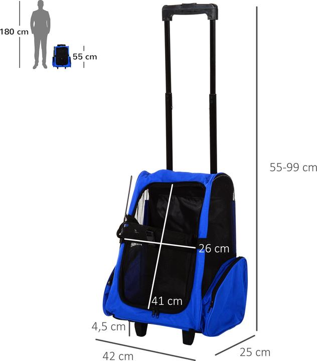 Produktbild PawHut 2 in 1 Hundetasche als Trolley oder Rucksack verwendbar (Hund, Atmungsaktiv)
