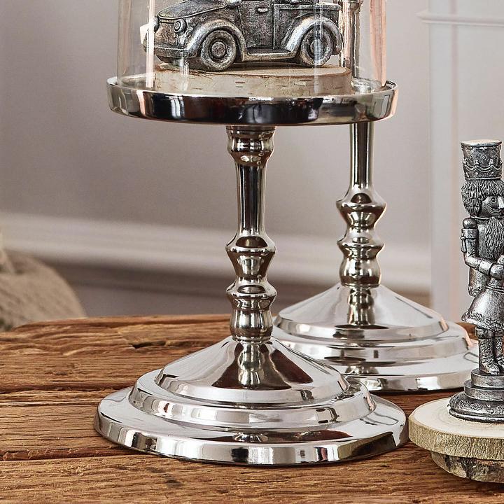Produktbild Loberon Glasglocke 2er Set Kalvin silber (40 x 15 cm)