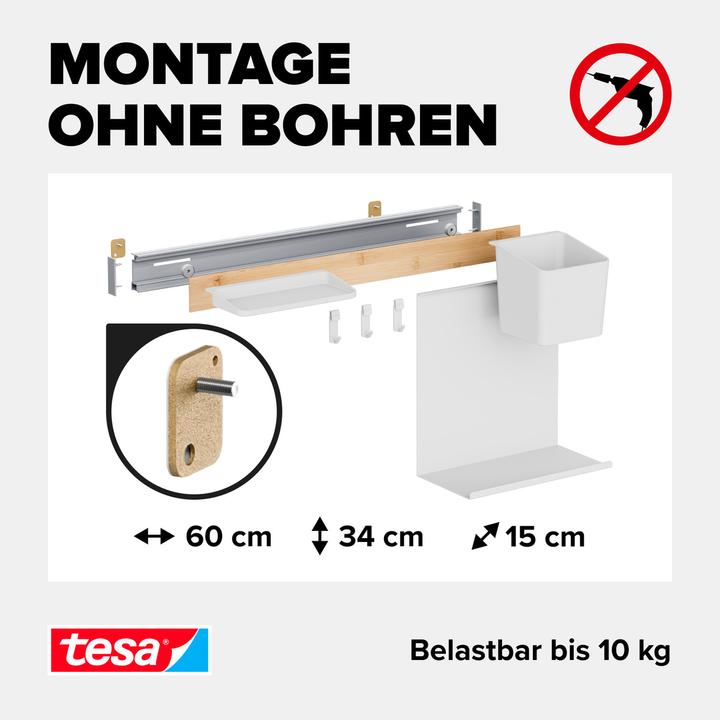 Actual product image tesa Kitchen organiser combi set S for gluing, installation without drilling