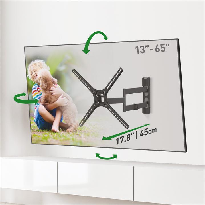 Image du produit Barkan BM343LP 13"-65" lygiam/lenktam TV, 4 lankstų, sieninis, prailgintas (Mur, 65", 36 kg)